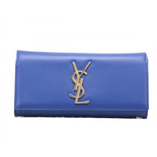 YSL Classic Monogramme Clutch Bag Cuero Liso Y8909 Azul