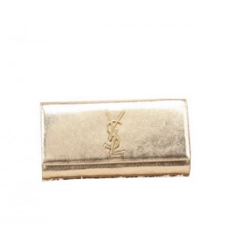 YSL Classic Monogramme Clutch Bag Cuero Liso Y8909 Oro