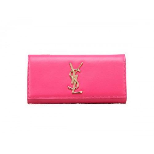YSL Classic Monogramme Clutch Bag Cuero Liso Y8909 Rosa