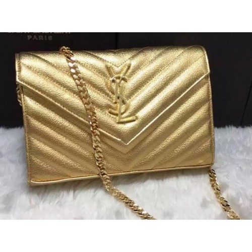 YSL Classic Monogramme Clutch Patrón Cannage YSL0223 Oro