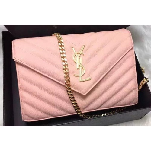 YSL Classic Monogramme Clutch Patrón Cannage YSL0223 Rosa