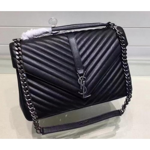 YSL Classic Monogramme Flap Bag Piel de becerro Y22370 Negro