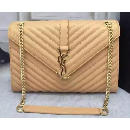 YSL Classic Monogramme Flap Bag Piel de becerro Y26588 Albaricoque