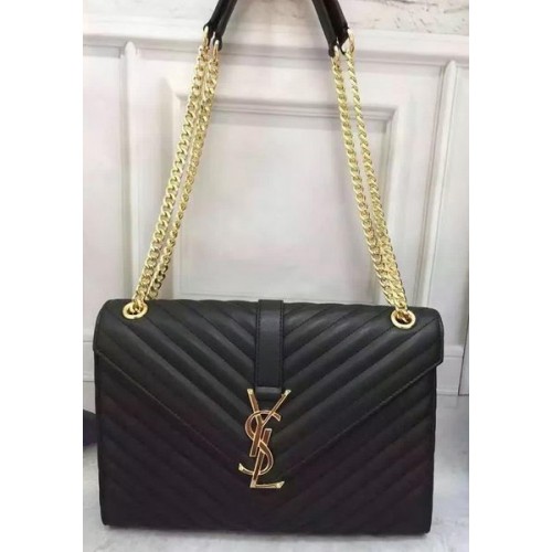 YSL Classic Monogramme Flap Bag Piel de becerro Y26588 Negro