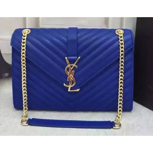 YSL Classic Monogramme Flap Bag Piel de becerro Y26588 Azul