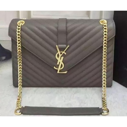 YSL Classic Monogramme Flap Bag Piel de becerro Y26588 Gris