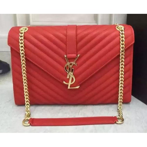 YSL Classic Monogramme Flap Bag Piel de becerro Y26588 Rojo