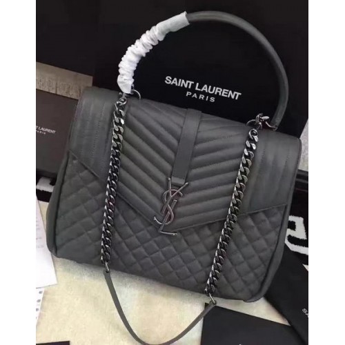 YSL Classic Monogramme Flap Bag Piel de becerro Y26802 Gris