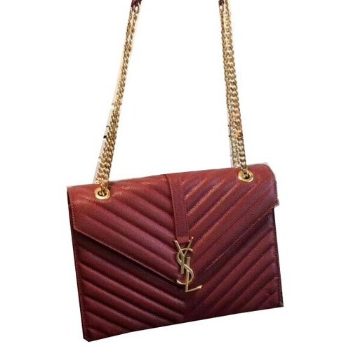 YSL Classic Monogramme Flap Bag Cannage Pattern 311224 Borgoña