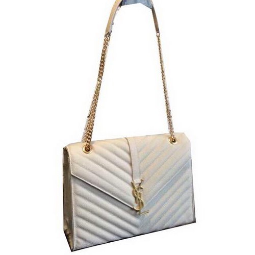 YSL Classic Monogramme Flap Bag Cannage Pattern 311224 Blanco