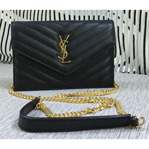YSL Classic Monogramme Flap Bag Cannage Pattern Y377828S Negro