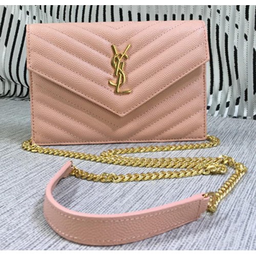 YSL Classic Monogramme Flap Bag Cannage Pattern Y377828S Rosa