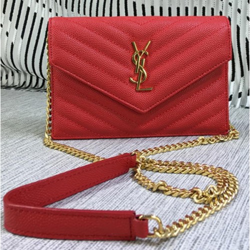 YSL Classic Monogramme Flap Bag Cannage Pattern Y377828S Rojo
