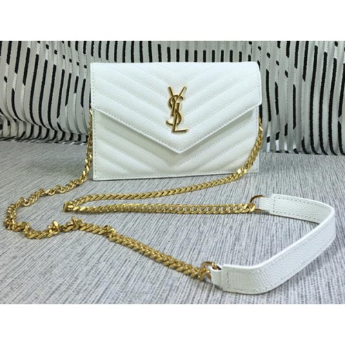 YSL Classic Monogramme Flap Bag Cannage Pattern Y377828S Blanco