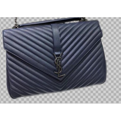 YSL Classic Monogramme Bolso con solapa de cuero original Y392738 Azul