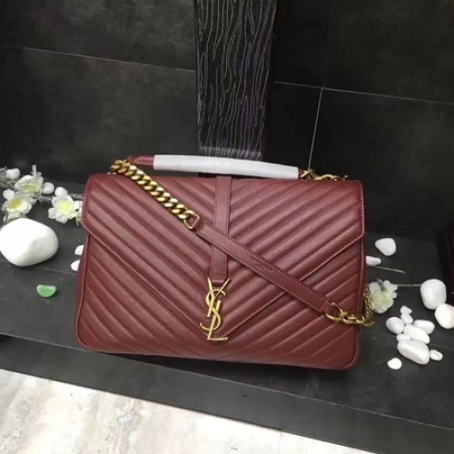 YSL Classic Monogramme Bolso con solapa de cuero rojo Y392738 Oro
