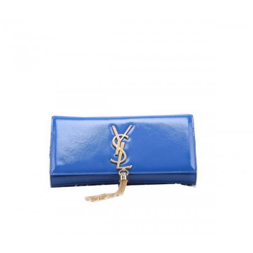YSL Classic Monogramme Tassel Charol Clutch Bag Y8908 Azul