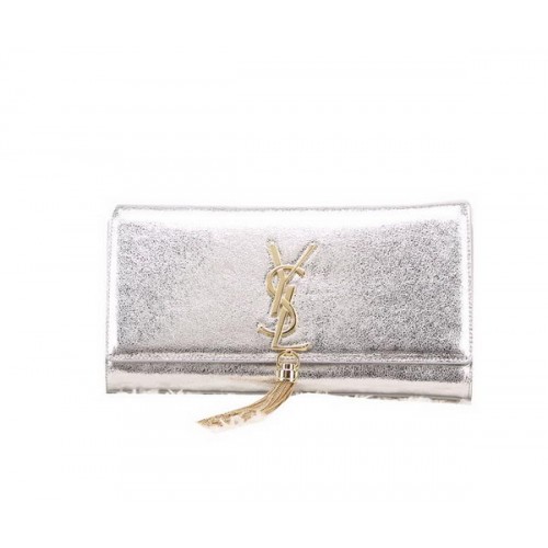 YSL Classic Monogramme Tassel Smooth Leather Clutch Bag Y8908 Plata