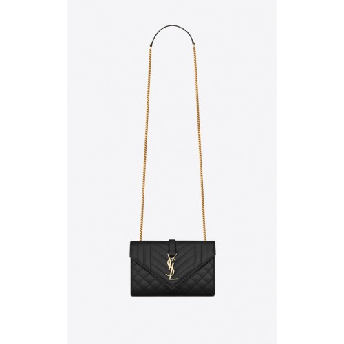 YSL SOBRE PEQUEÑO EN MIX MATELASSEGRAIN DE POUDRE CUERO GRABADO 19207 NEGRO