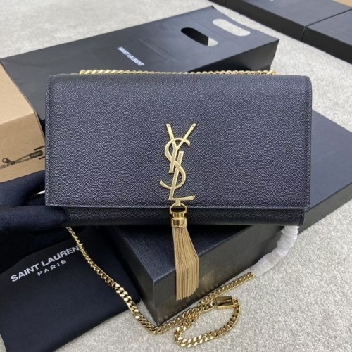 YSL KATE MEDIANO CON BORLA DE PIEL GRABADA GRAIN DE POUDRE 354119B negro