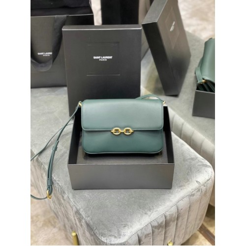 CARTERA YSL LE MAILLON DE PIEL LISA 6497952 verde negruzco