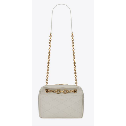 YSL LE MAILLON BOLSO PEQUEÑO CON CADENA DE PIEL DE CORDERO ACOLCHADA 6693081 BLANC VINTAGE