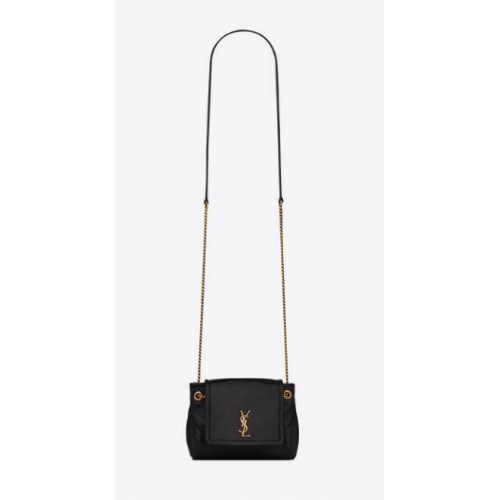 YSL MONOGRAM MINI NOLITA EN PIEL LAME 672738 NEGRO