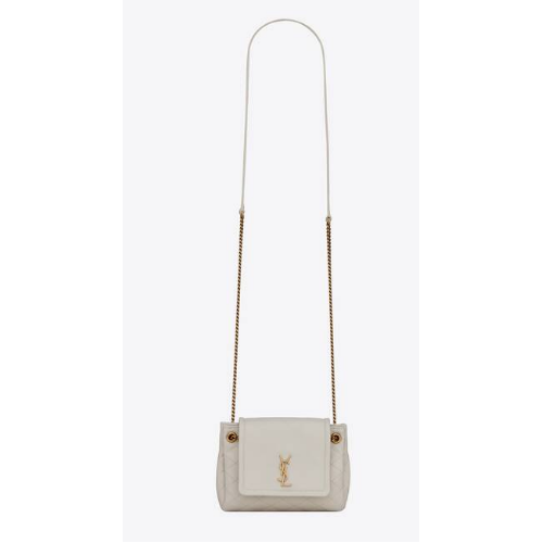 YSL MONOGRAM MINI NOLITA EN PIEL LAME 672738 BLANC VINTAGE