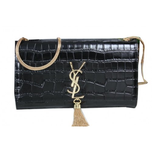 YSL Monogramme Cross-body Bandolera Croco Leather Y311214 Negro