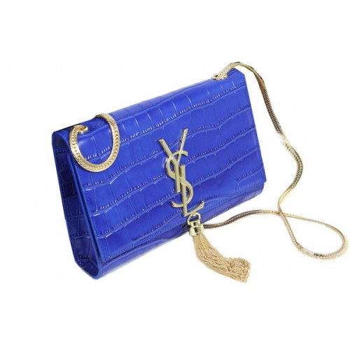 YSL Monogramme Cross-body Bandolera Croco Leather Y311218 Azul