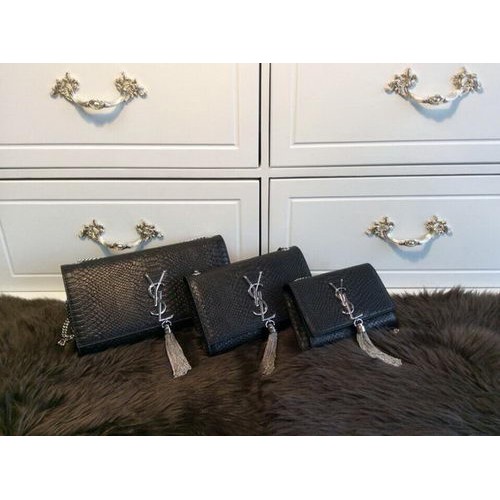 YSL Monogramme Bandolera Bandolera Piel Serpiente Y31128 Negro