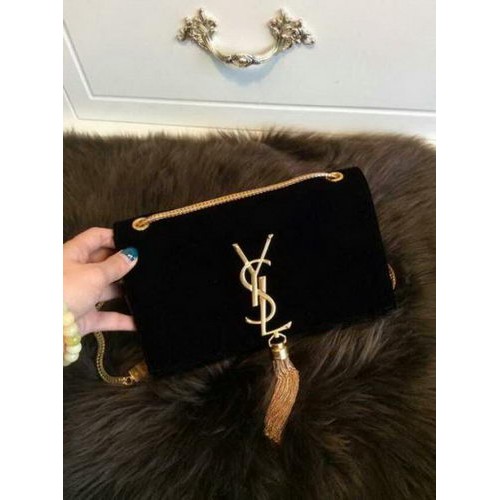 YSL Monogramme Cross-body Bandolera Suede Leather 311218 Negro