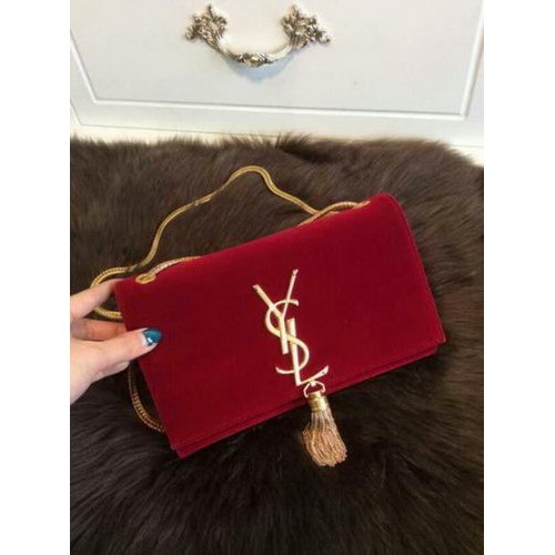 YSL Monogramme Cross-body Bandolera Suede Leather 311218 Rojo