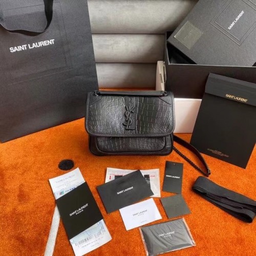 YSL NIKI BEBE EN PIEL GRABADA COCODRILO 533037 negro