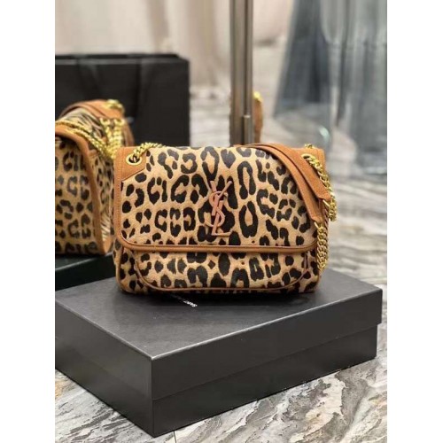 YSL NIKI MEDIUM IN Pelo de leopardo Y533158 MARRÓN