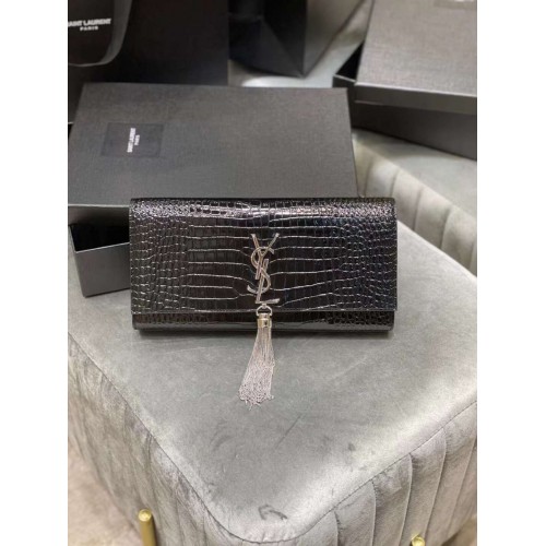 YSL Saint Laurent Medium Kate Bag Y306079 Herrajes plateados negros