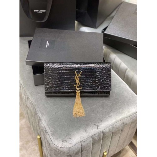 YSL Saint Laurent Medium Kate Bag Y306079 Hardware de oro negro