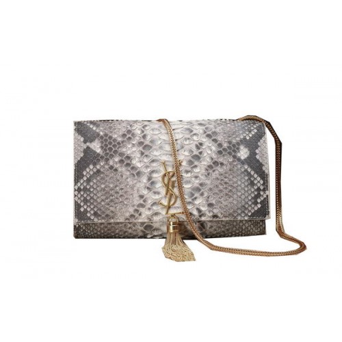 YSL Bolso bandolera pequeño con monograma Piel de serpiente 5475 OffWhite