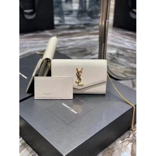 Yves Saint Laurent Bandolera de piel de becerro Y707788 blanco
