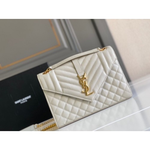 Yves Saint Laurent Piel de becerro 487206 blanco y dorado