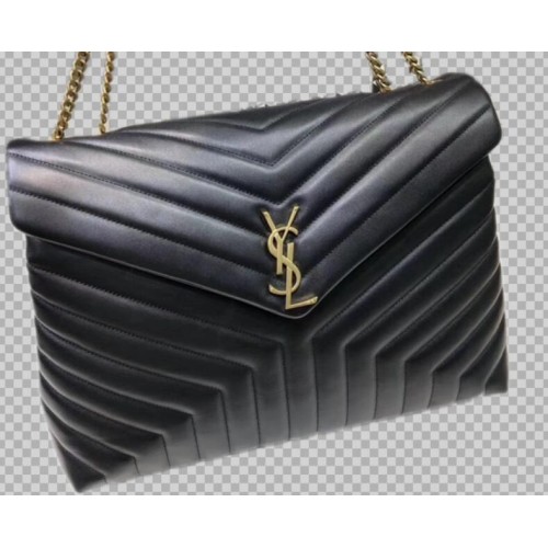 Yves Saint Laurent Bolso tote jumbo de piel de becerro Negro 464698 Herrajes dorados