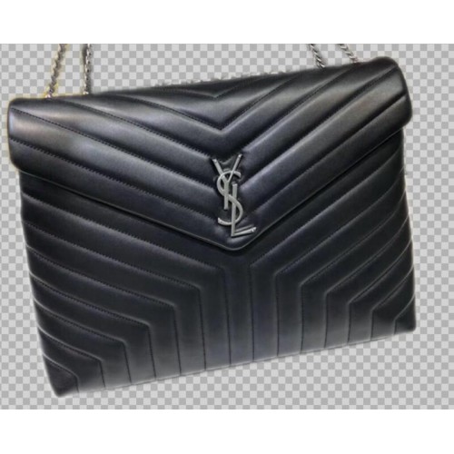 Yves Saint Laurent Bolso tote jumbo de piel de becerro Negro 464698 Herrajes plateados