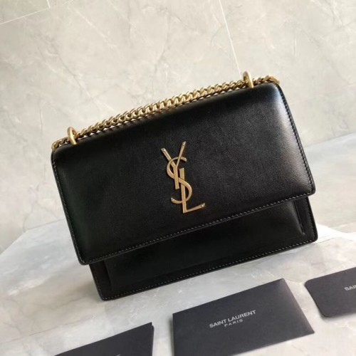 Yves Saint Laurent Bolso de hombro de piel de becerro Y542206B negro