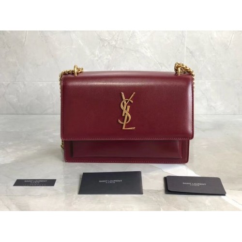 Yves Saint Laurent Bolso de hombro de piel de becerro Y542206B rojo