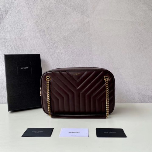 Yves Saint Laurent Bolso de hombro de piel de becerro Y625386 Borgoña