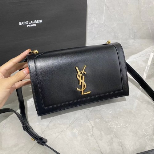 Yves Saint Laurent Bolso de hombro de piel de becerro Y635627-2 negro