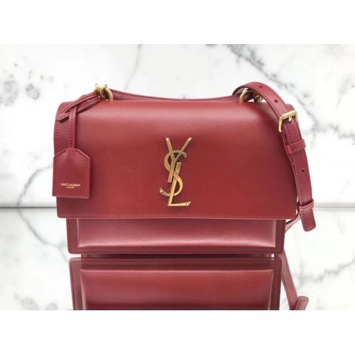 Yves Saint Laurent Bolso tote de piel de becerro Y634723 Rojo brillante