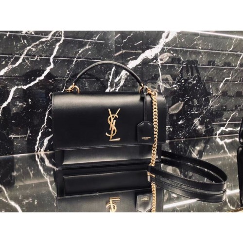Yves Saint Laurent Bolso tote de piel de becerro Y634723 negro