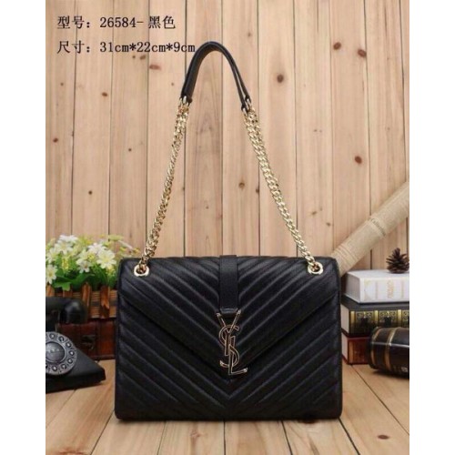 Yves Saint Laurent Classic Monogram Flap Bag Y26584 Negro