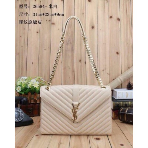 Yves Saint Laurent Classic Monogram Flap Bag Y26584 OffWhite